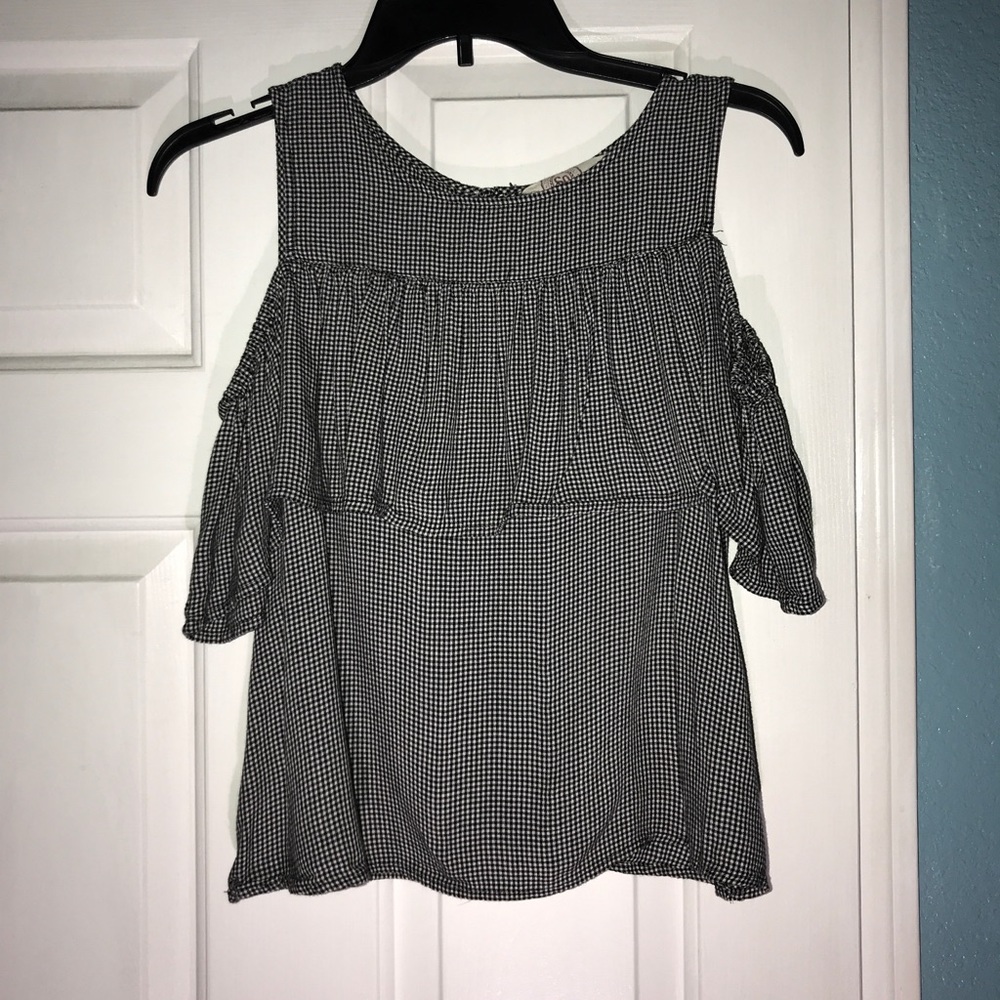 Checkered Off The Shoulder Tank Top